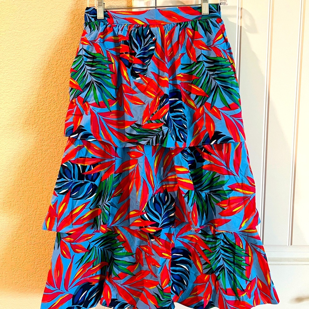 Tabitha Brown Tropical Print Tiered Midi Skirt XL-Target